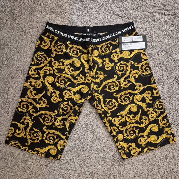Versace Jeans Collection Pants - Versace Jeans Collection Black and Gold Shorts
